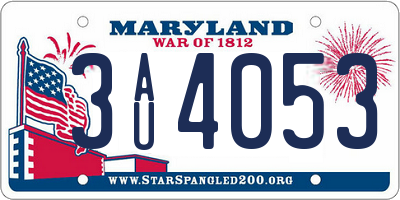 MD license plate 3AU4053