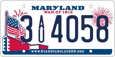 MD license plate 3AU4058