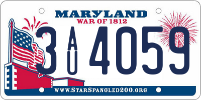 MD license plate 3AU4059