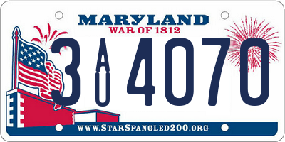 MD license plate 3AU4070