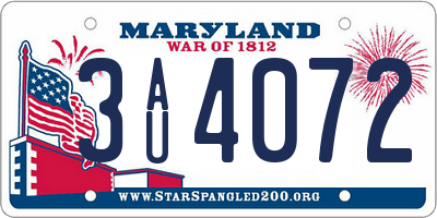 MD license plate 3AU4072