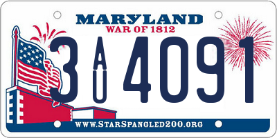 MD license plate 3AU4091