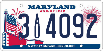 MD license plate 3AU4092