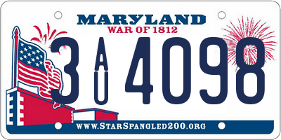 MD license plate 3AU4098