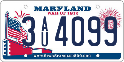 MD license plate 3AU4099