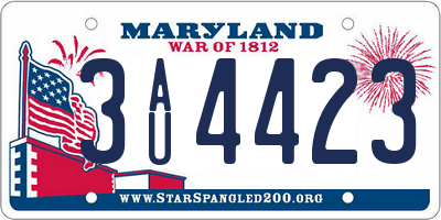 MD license plate 3AU4423