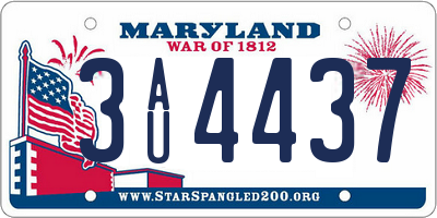 MD license plate 3AU4437