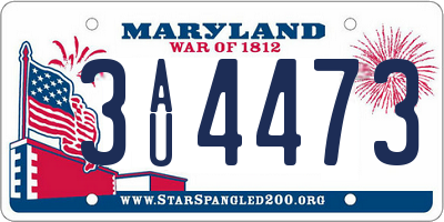 MD license plate 3AU4473