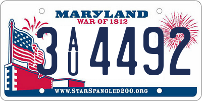 MD license plate 3AU4492