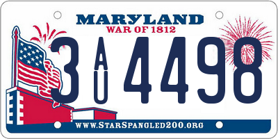 MD license plate 3AU4498