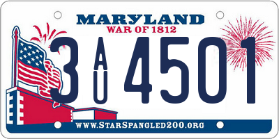 MD license plate 3AU4501