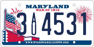 MD license plate 3AU4531