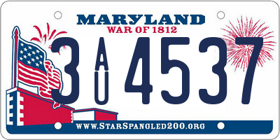 MD license plate 3AU4537