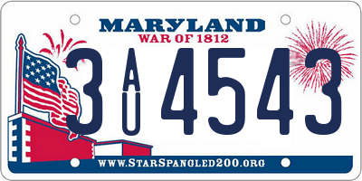 MD license plate 3AU4543