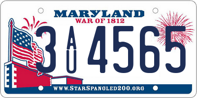 MD license plate 3AU4565