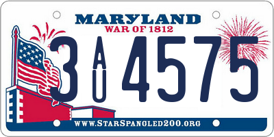 MD license plate 3AU4575