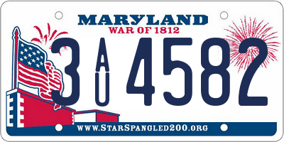 MD license plate 3AU4582