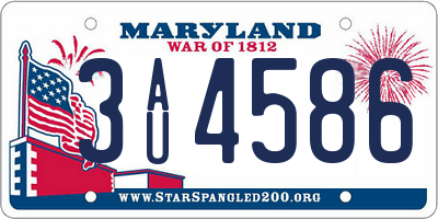 MD license plate 3AU4586