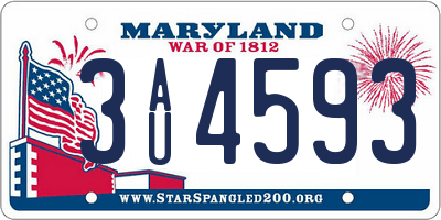 MD license plate 3AU4593