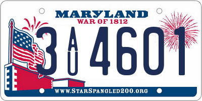 MD license plate 3AU4601