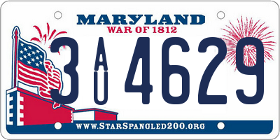 MD license plate 3AU4629