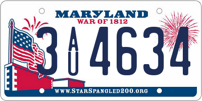 MD license plate 3AU4634