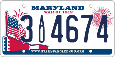 MD license plate 3AU4674
