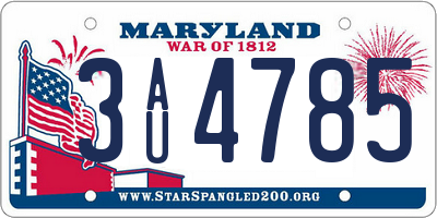 MD license plate 3AU4785