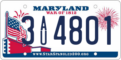 MD license plate 3AU4801