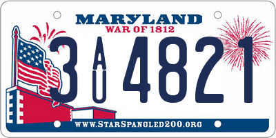 MD license plate 3AU4821