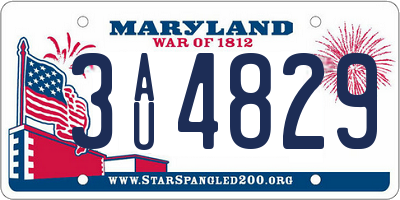 MD license plate 3AU4829