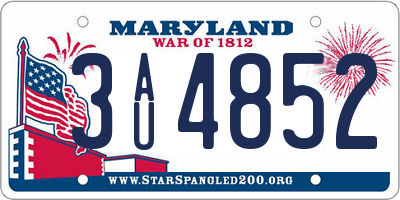 MD license plate 3AU4852