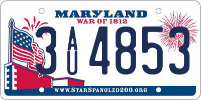 MD license plate 3AU4853