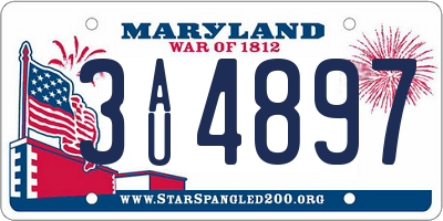 MD license plate 3AU4897