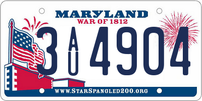 MD license plate 3AU4904
