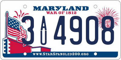 MD license plate 3AU4908