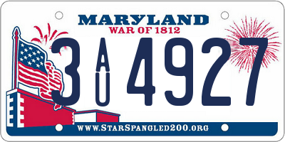 MD license plate 3AU4927