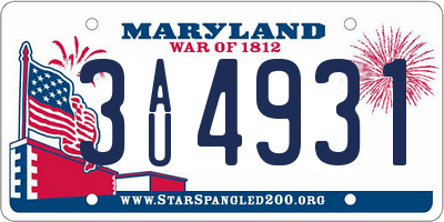 MD license plate 3AU4931