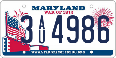 MD license plate 3AU4986