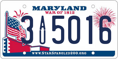 MD license plate 3AU5016