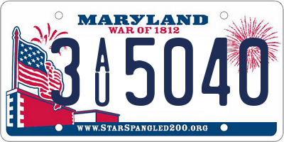 MD license plate 3AU5040