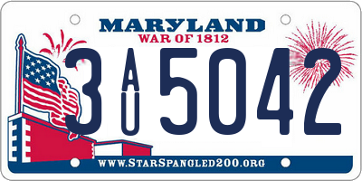 MD license plate 3AU5042