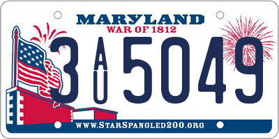 MD license plate 3AU5049