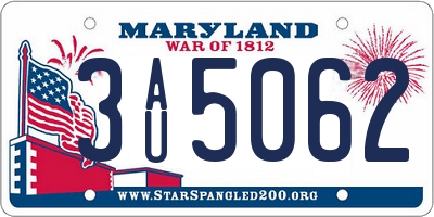 MD license plate 3AU5062