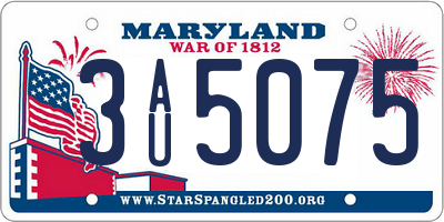 MD license plate 3AU5075