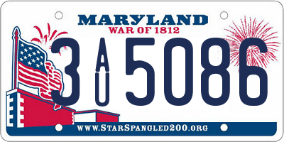 MD license plate 3AU5086