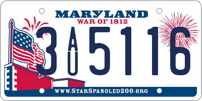 MD license plate 3AU5116