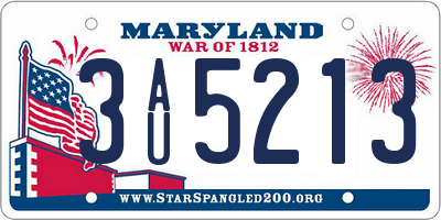 MD license plate 3AU5213