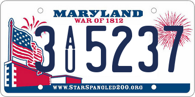 MD license plate 3AU5237