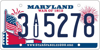 MD license plate 3AU5278